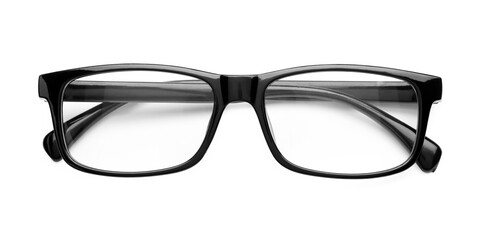 Fototapeta premium Stylish glasses with black frame isolated on white, top view