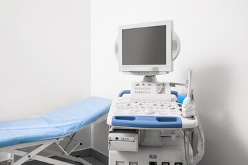 Ultrasound machine and examination table in hospital