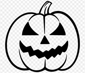 Vector illustration of a smile hand-drawn pumpkin in a brush-style, isolated on a transparent PNG background. Perfect for Halloween party backgrounds, poster templates, brochures, online ads.