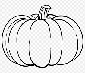 Vector illustration of a hand-drawn pumpkin in a brush-style, isolated on a transparent PNG background. Perfect for Halloween party backgrounds, poster templates, brochures, online ads.