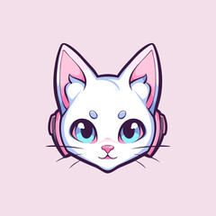 pink cute cat mascot gaming vector illustration