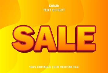 sale text effect with orange graphic style and editable.