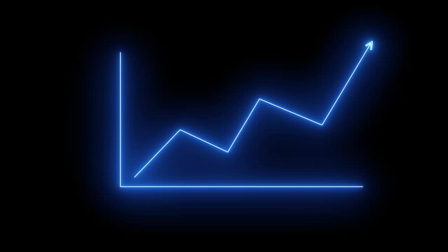 NEON Animated line business graph with arrow . business graph showing 3d arrow growth. s_223