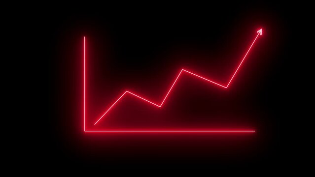 NEON Animated line business graph with arrow . business graph showing 3d arrow growth. s_226