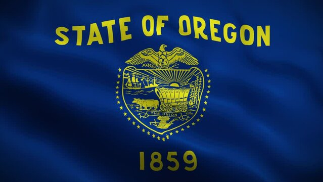 Oregon flag waving animation, perfect loop, official colors, 4K video