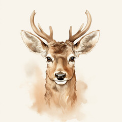 Illustration of a isolated deer's head