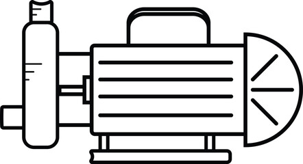 Centrifugal pump vector icon. Powered by electric motor. For control or distribution fluid in industrial, water supply infrastructure, wastewater treatment