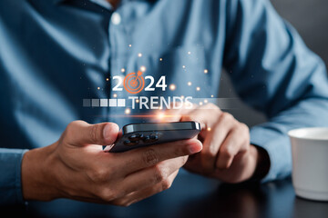 Starting New year with ambition and trends of 2024 and countdown merry christmas and happy new year, Planning and challenge strategy in new year 2024 Concept.