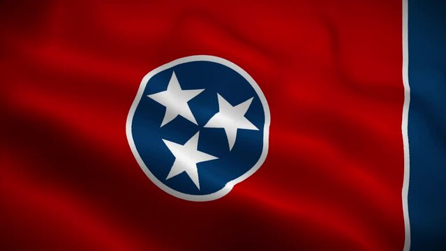 Tennessee flag waving animation, perfect loop, official colors, 4K video