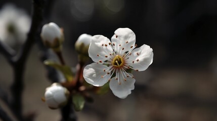 Blossom Symphony, Multiple Real Plum Flowers in Splendid Bloom.