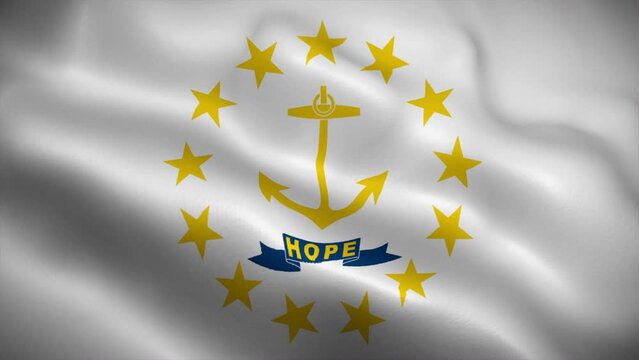 Rhode Island flag waving animation, perfect loop, official colors, 4K video