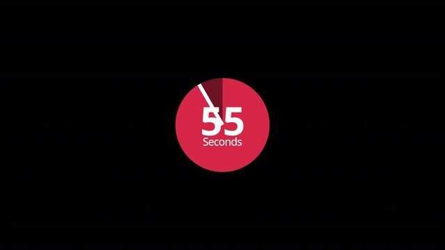 Circle countdown timer one minute animation from 60 to 0 seconds, 60 Seconds countdown, Countdown timer, Countdown