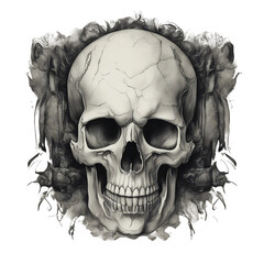 skull on black on transparent background