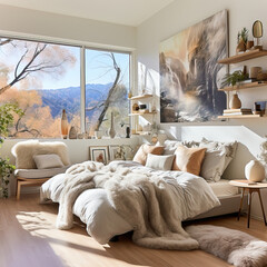 Tranquil Retreat: A Modern Bedroom with a Nature View