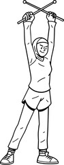 Outline illustration of a hijabi girl doing poundfit workout