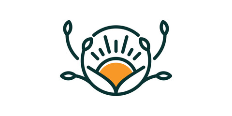 logo design inspired by plants combined with the sun.