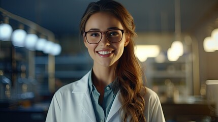 Beautiful woman, businessman Happy person wearing glasses and looking at camera Closeup of smiling woman's face successful woman