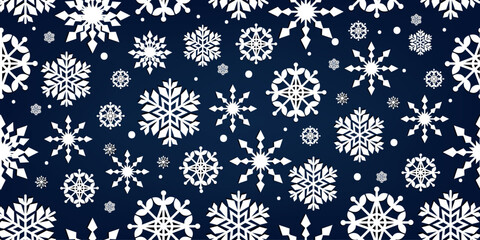 Winter Seamless Pattern With Snowflakes On Blue background