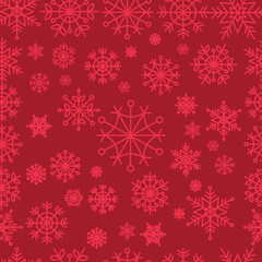 Naklejka na ściany i meble Red Snowflakes Seamless Pattern