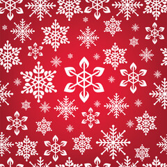 Naklejka na ściany i meble Snowflakes seamless pattern on Red background
