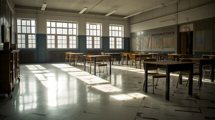  Empty Classroom in Bright Light.