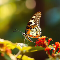 Nature’s Delicate Balance: A Butterfly’s Feast on an  Blossom