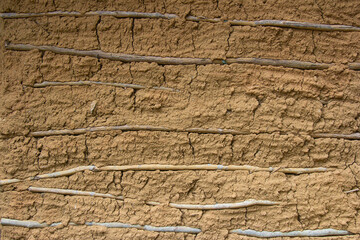 Detail of wall texture of typical mud house