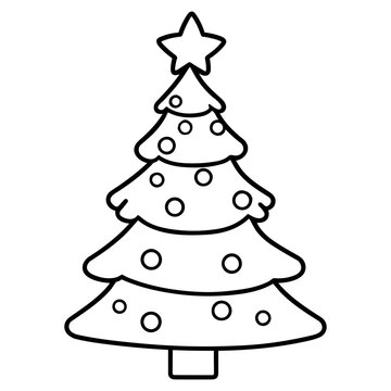 Christmas Tree vector silhouette isolated on white background, Xmas trees outline vector illustration