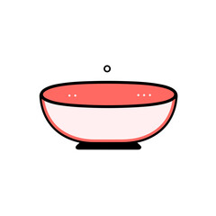 Spa bowl vector icon in minimalistic, black and red line work, japan web