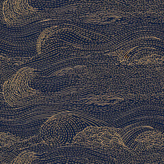 Indigo Stipple Seashore Seamless Pattern
