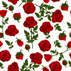 A seamless pattern of Red rose flowers background. vector illustration. flower background.