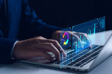 KPI key performance indicator business technology concept. Business executives use business news metrics to measure success against planned targets, Improving business process efficiency.