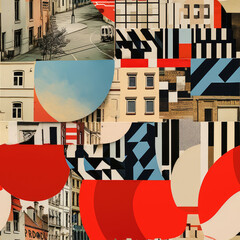 Travel European art collage repeat pattern Czech Prague