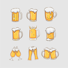set of beer mug vector illustration