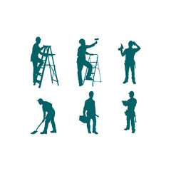 construction worker logo vector illustration