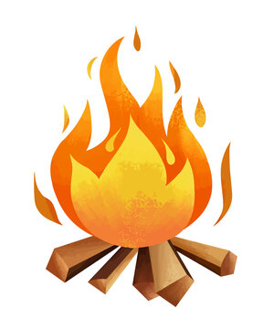 Flat vector campfire illustration