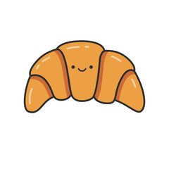 Cute croissant. Vector illustration in flat cartoon style.