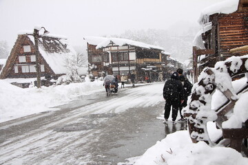 Snowplow Used in Shirakawa-go Village in Japan During Snowy Winter
