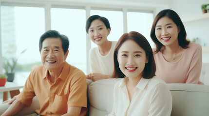 Happy multi-generation Asian family at home. - Powered by Adobe