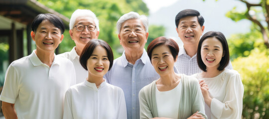 Fototapeta na wymiar Happy multi-generation Asian family at home.