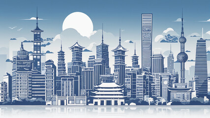 Obraz premium china city, vector illustration