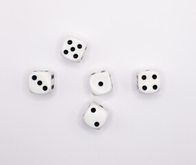 white dice on a white background  