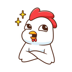 Vector Cute Chicken Character Emotes Element Collection Isolated