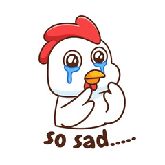 Vector Cute Chicken Character Emotes Element Collection Isolated