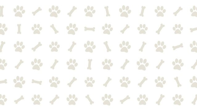 Animated Bones and Cat Paw Pattern Background 4K  video