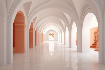 Obraz premium Empty room, corridor with modern light design, copy space