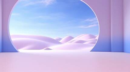 Pastel sand dune desert stage and podium abstract background.