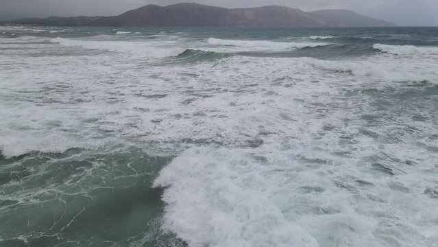 storm waves on the beach greec crete