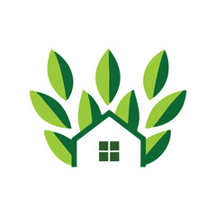 Nature house logo with green color can be used as symbols, brand identity, company logo, icon vector design