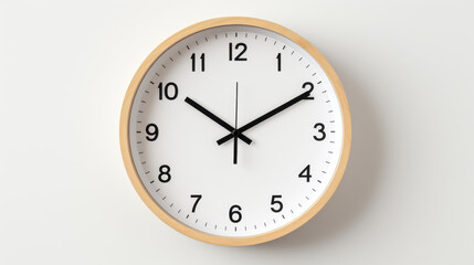 A minimalist clock with no numbers,  only simple black hands on a white face